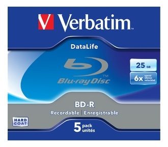 Verbatim BD-R SL Datalife, 25GB, 6x speed, 5-pack, BD-R version 1.3 in the group HOME ELECTRONICS / Storage media / CD/DVD/BD-Discs / Blu-Ray at TP E-commerce Nordic AB (38-62606)