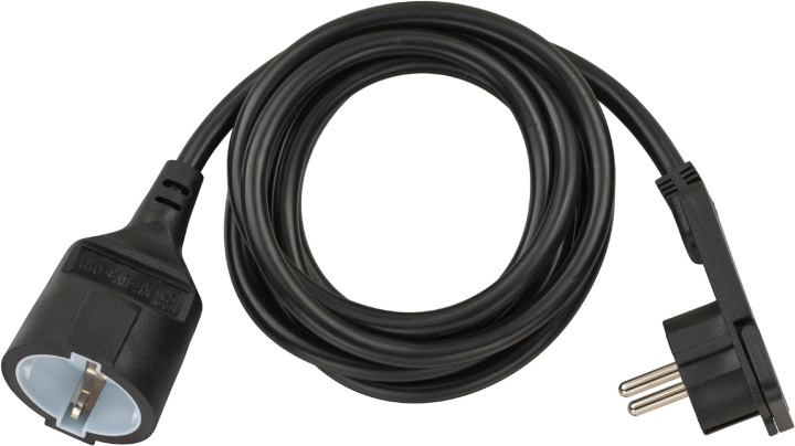Plastic extension cable with flat plug (extension cable flat for inside with 2m cable) black in the group HOME, HOUSEHOLD & GARDEN / Electricity & Lighting / Extension cables at TP E-commerce Nordic AB (38-62808)