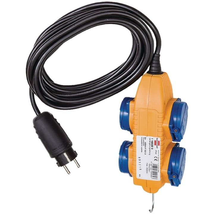 brennenstuhl Construction site cable IP54 with power block (4-way extension for outside, outside distributor with 5m cable) Yellow in the group HOME, HOUSEHOLD & GARDEN / Electricity & Lighting / Extension cables at TP E-commerce Nordic AB (38-62816)