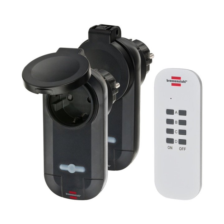 brennenstuhl Radio switch set RC CE1 0201, set of 2 radio-controlled sockets (outdoor area IP44, with hand-held transmitter and increased contact protection) black in the group HOME, HOUSEHOLD & GARDEN / Electricity & Lighting / electrical installation / Wall sockets at TP E-commerce Nordic AB (38-62825)
