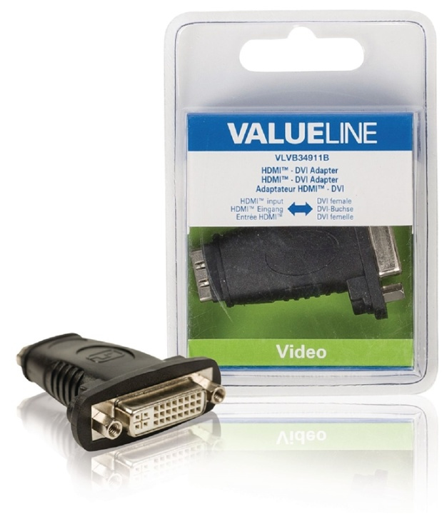 Valueline High Speed HDMI with Ethernet Adapter HDMI Female - DVI-D 24+1-Pin Female Black in the group HOME ELECTRONICS / Cables & Adapters / HDMI / Adapters at TP E-commerce Nordic AB (38-63861)
