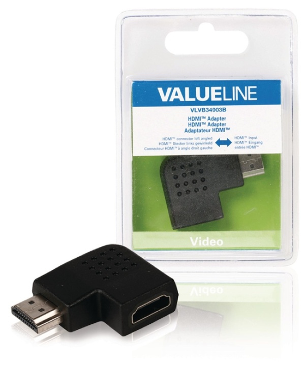 Valueline High Speed HDMI with Ethernet Adapter Angled Left HDMI Connector - HDMI Female Black in the group HOME ELECTRONICS / Cables & Adapters / HDMI / Adapters at TP E-commerce Nordic AB (38-63869)