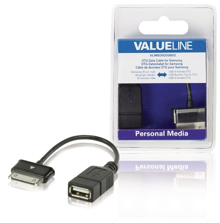 Valueline Sync and Charge Cable Samsung 30-Pin Male - USB A Female 0.20 m Black in the group SMARTPHONE & TABLETS / Chargers & Cables / Cables / Cables microUSB at TP E-commerce Nordic AB (38-63944)