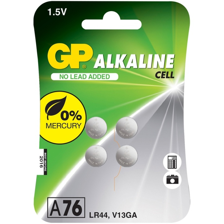 GP A76 / LR44 Button cell 4-pack in the group HOME ELECTRONICS / Batteries & Chargers / Batteries / Button cell at TP E-commerce Nordic AB (38-66536)
