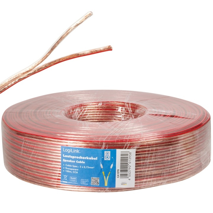 LogiLink Högtalarkabel 2x0,75 100m Tr in the group HOME ELECTRONICS / Cables & Adapters / Speaker cables at TP E-commerce Nordic AB (38-66568)