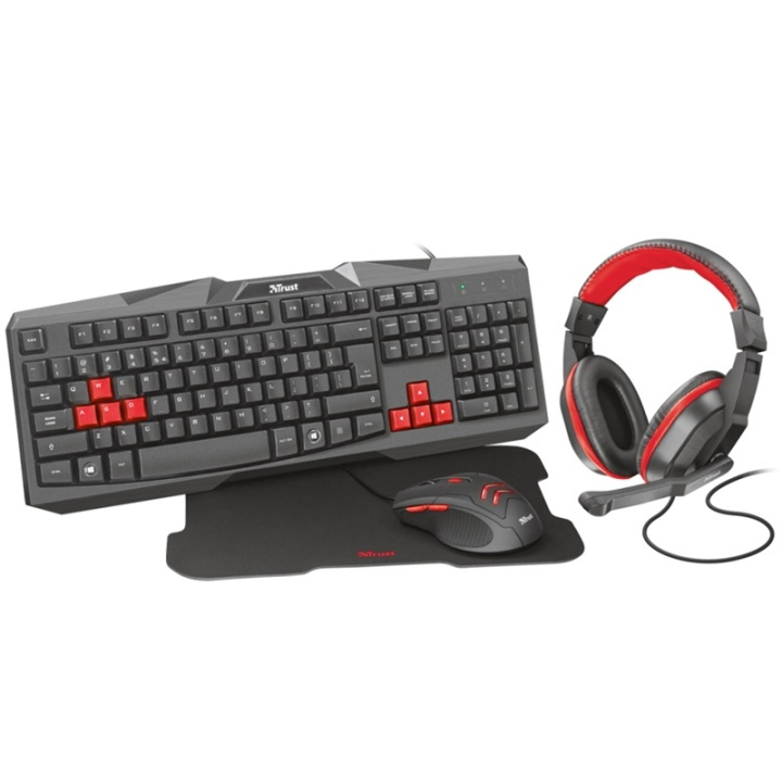 Trust Ziva 4in1 Gaming bundle with Keyboard, Mouse, Headset, Mousepad in the group COMPUTERS & PERIPHERALS / GAMING / Keyboards at TP E-commerce Nordic AB (38-66903)