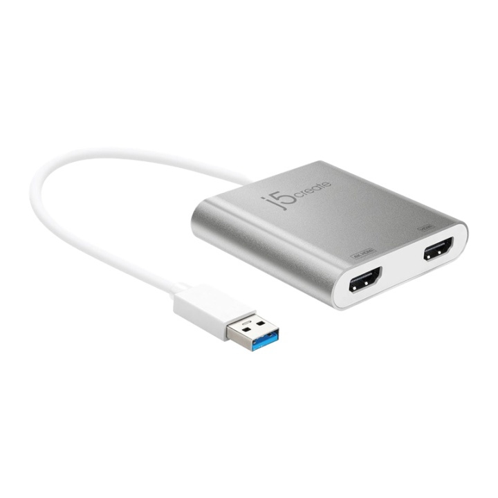J5 USB 3.0 to Dual HDMI, Multi-Montior Adapter, 4K, USB 3.0, silver in the group HOME ELECTRONICS / Cables & Adapters / HDMI / Adapters at TP E-commerce Nordic AB (38-66949)