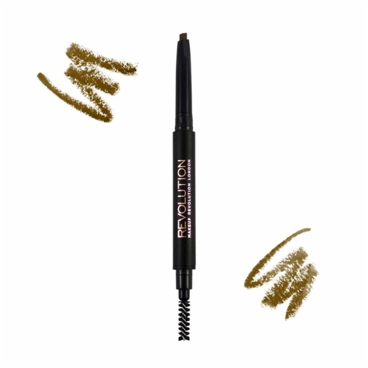 Makeup Revolution Duo Brow Pencil Light Brown in the group BEAUTY & HEALTH / Makeup / Eyes & Eyebrows / Brow pencils at TP E-commerce Nordic AB (38-69859)
