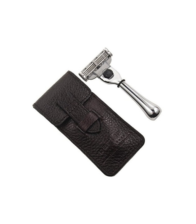 Parker TM-3 Travel Mach-3 Razor with Leather Pouch in the group BEAUTY & HEALTH / Hair & Styling / Shaving & Trimming / Razors & Accessories at TP E-commerce Nordic AB (38-70083)