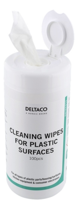 DELTACO Wet Wipes for plastic surfaces, 100pcs, white in the group HOME, HOUSEHOLD & GARDEN / Cleaning products / Other cleaning accessories at TP E-commerce Nordic AB (38-71604)