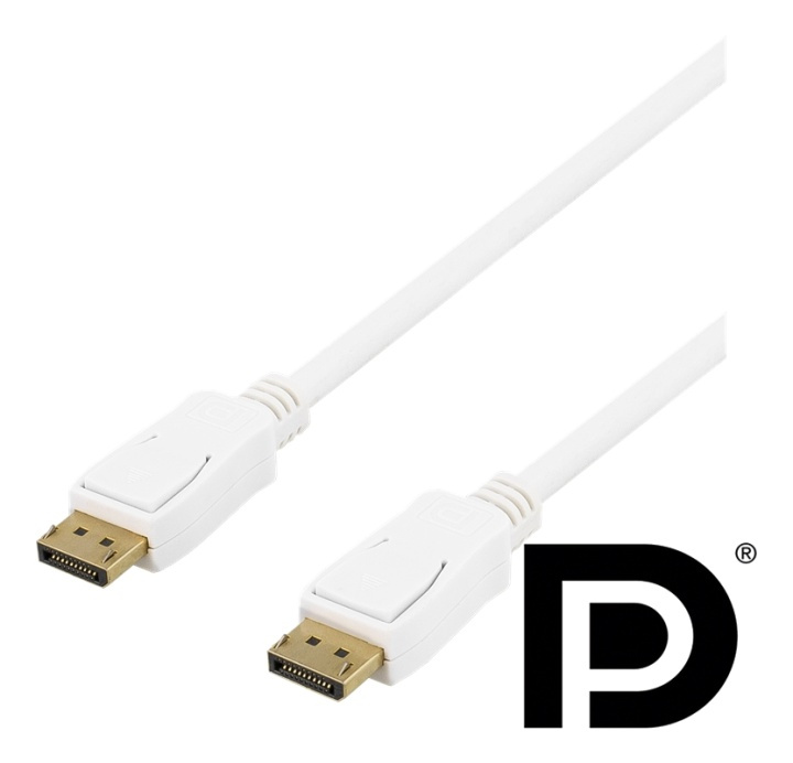 DELTACO DisplayPort cable, 2m, 4K UHD, DP 1.2, white in the group COMPUTERS & PERIPHERALS / Computer cables / DisplayPort / Cables at TP E-commerce Nordic AB (38-71626)