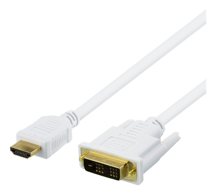 DELTACO HDMI to DVI cable, 2m, Full HD, white in the group COMPUTERS & PERIPHERALS / Computer cables / DVI / Cables at TP E-commerce Nordic AB (38-71648)