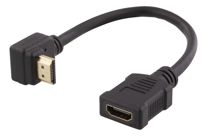 DELTACO Flexible HDMI adapter, 0,2m, up-angled, HDMI M/F, UHD, black in the group HOME ELECTRONICS / Cables & Adapters / HDMI / Adapters at TP E-commerce Nordic AB (38-71658)