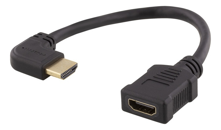 DELTACO Flexible HDMI adapter, 0,2m, left-angled, HDMI M/F, UHD, black in the group HOME ELECTRONICS / Cables & Adapters / HDMI / Adapters at TP E-commerce Nordic AB (38-71659)
