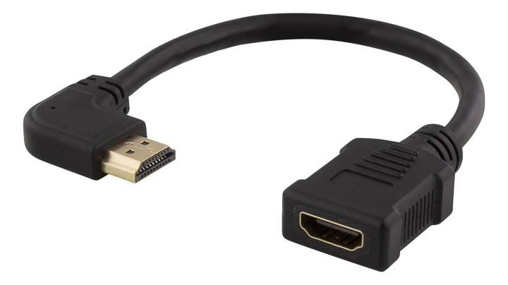 DELTACO Flexible HDMI adapter, 0,2m, right-angled, HDMI M/F, UHD, blac in the group HOME ELECTRONICS / Cables & Adapters / HDMI / Adapters at TP E-commerce Nordic AB (38-71660)