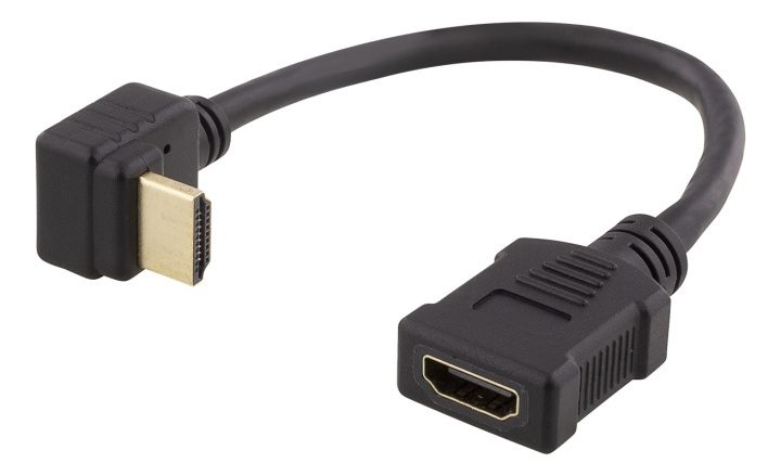 DELTACO Flexible HDMI adapter, 0,2m, right-down, HDMI M/F, UHD, black in the group HOME ELECTRONICS / Cables & Adapters / HDMI / Adapters at TP E-commerce Nordic AB (38-71661)
