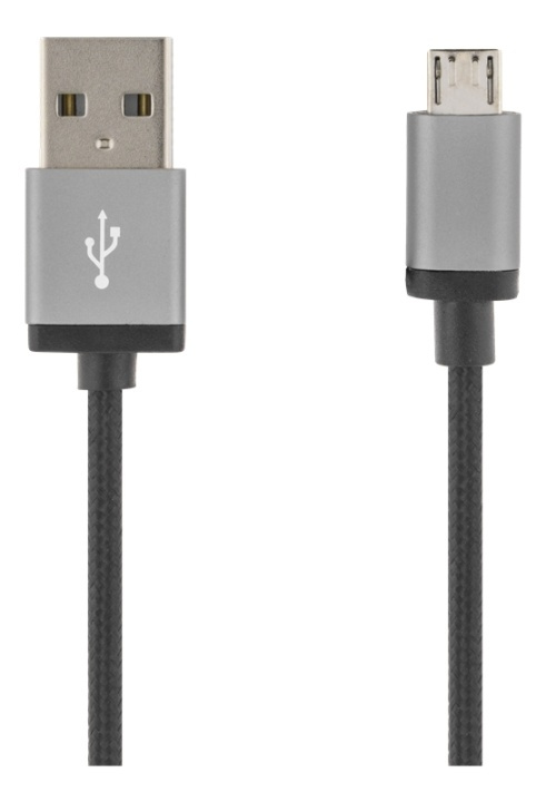 DELTACO USB cable, braided, Type A ha - Type Micro B, 1m, black in the group SMARTPHONE & TABLETS / Chargers & Cables / Cables / Cables microUSB at TP E-commerce Nordic AB (38-71674)