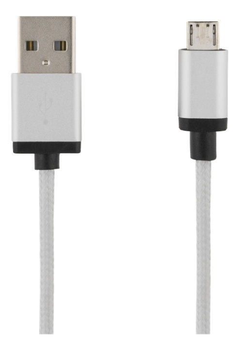 DELTACO USB cable, braided, Type A ha - Type Micro B, 1m, silver in the group SMARTPHONE & TABLETS / Chargers & Cables / Cables / Cables microUSB at TP E-commerce Nordic AB (38-71676)