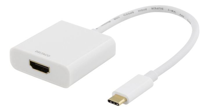 DELTACO USB-C to HDMI adapter, 4096x2160 30Hz, white in the group HOME ELECTRONICS / Cables & Adapters / HDMI / Adapters at TP E-commerce Nordic AB (38-71734)
