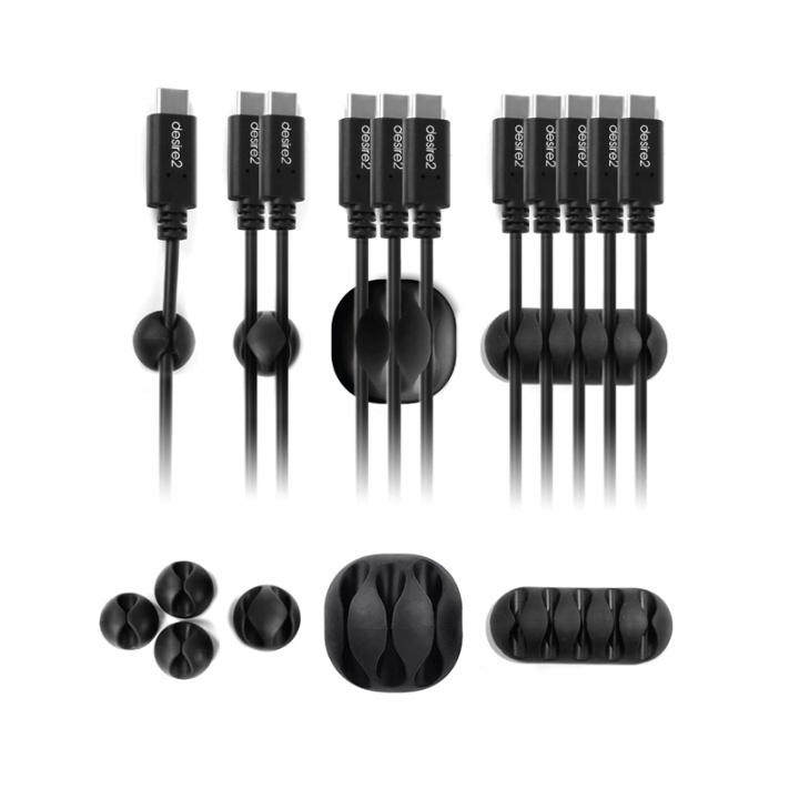 Desire2 Kabelclips Tidy 10pack Svart 4x1 kabel, 2x2 kablar, 2x3 kablar, 2x4 kablar in the group HOME ELECTRONICS / Cables & Adapters / Kable management at TP E-commerce Nordic AB (38-72015)