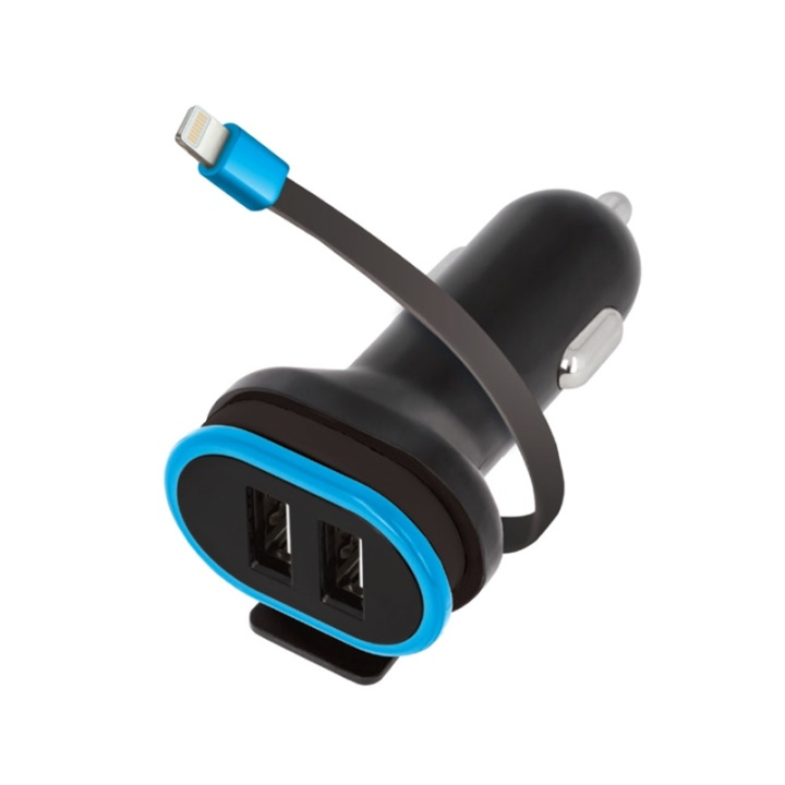 Forever Dual USB Car Charger CC-02 3A with iPhone 8-pin cable in the group SMARTPHONE & TABLETS / Chargers & Cables / Car chargers / Car chargers Lightning at TP E-commerce Nordic AB (38-72539)