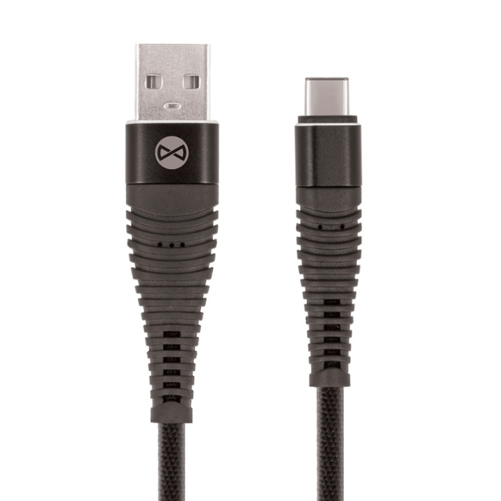 Forever Shark - USB typ-C kabel, svart in the group SMARTPHONE & TABLETS / Chargers & Cables / Cables / Cables Type C at TP E-commerce Nordic AB (38-72561)
