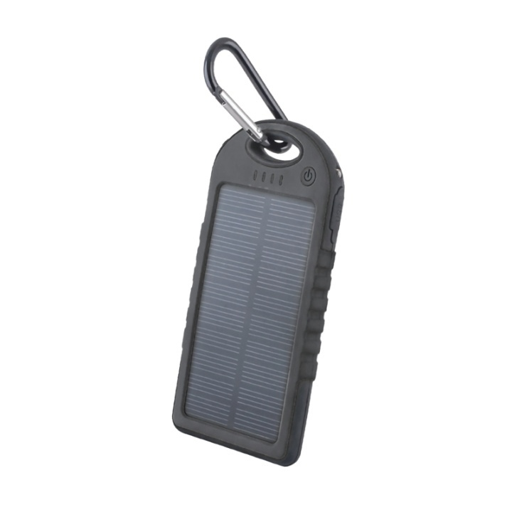 Setty powerbank with solar cells, 5000 mAh, black in the group SMARTPHONE & TABLETS / Chargers & Cables / Powerbanks at TP E-commerce Nordic AB (38-72566)