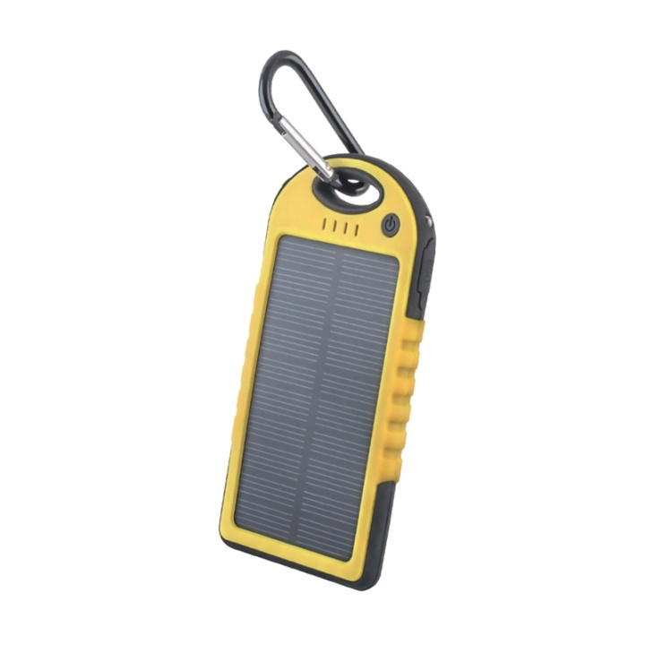 Setty solar powerbank, 5000 mAh, yellow/black in the group SMARTPHONE & TABLETS / Chargers & Cables / Powerbanks at TP E-commerce Nordic AB (38-72569)
