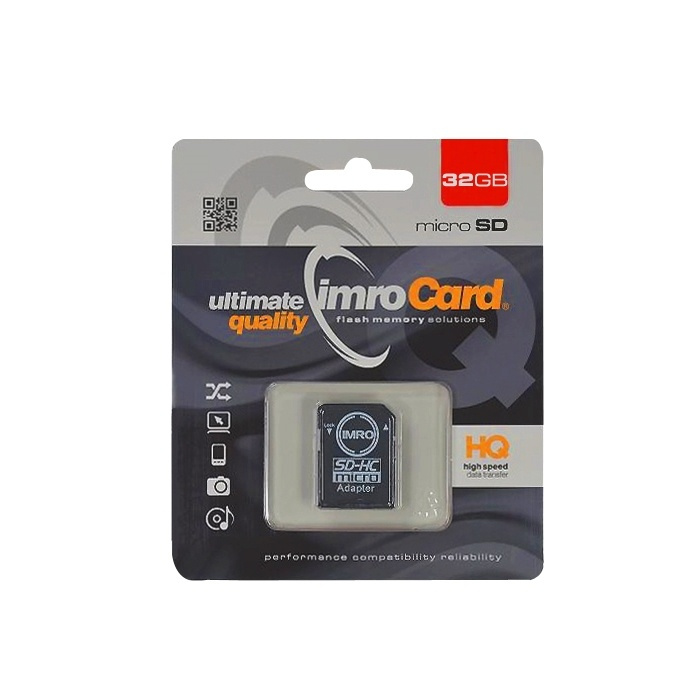 IMRO MicroSDHC 32GB cl.10 UHS-I with adapter in the group HOME ELECTRONICS / Storage media / Memory cards / MicroSD/HC/XC at TP E-commerce Nordic AB (38-72572)