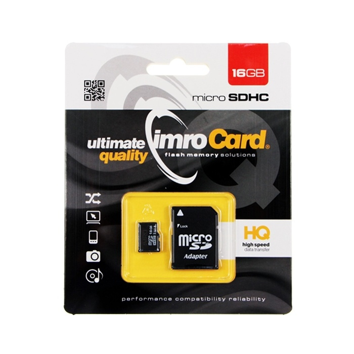 IMRO MicroSDHC 16GB cl.10 UHS-I with adapter in the group HOME ELECTRONICS / Storage media / Memory cards / MicroSD/HC/XC at TP E-commerce Nordic AB (38-72573)