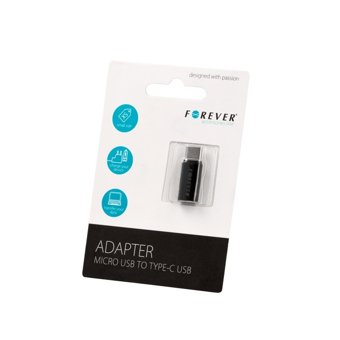 Forever microUSB to USB type-C adapter in the group SMARTPHONE & TABLETS / Chargers & Cables / Adapters at TP E-commerce Nordic AB (38-72582)