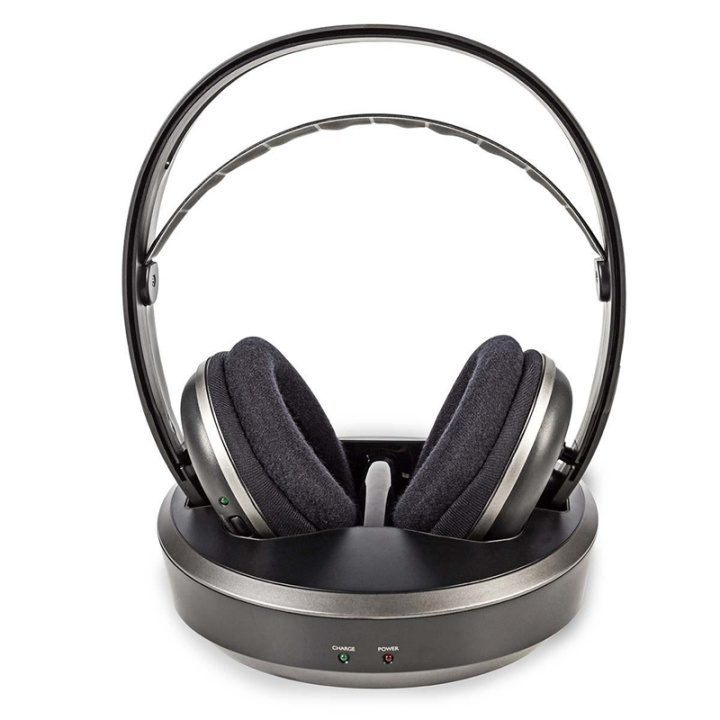 Nedis Wireless TV Headphones | RF | Over-Ear | Battery play time: 11 hrs | 100 m | Digital Audio | Charging dock | Black / Silver in the group HOME ELECTRONICS / Audio & Picture / Headphones & Accessories / Headphones at TP E-commerce Nordic AB (38-72728)