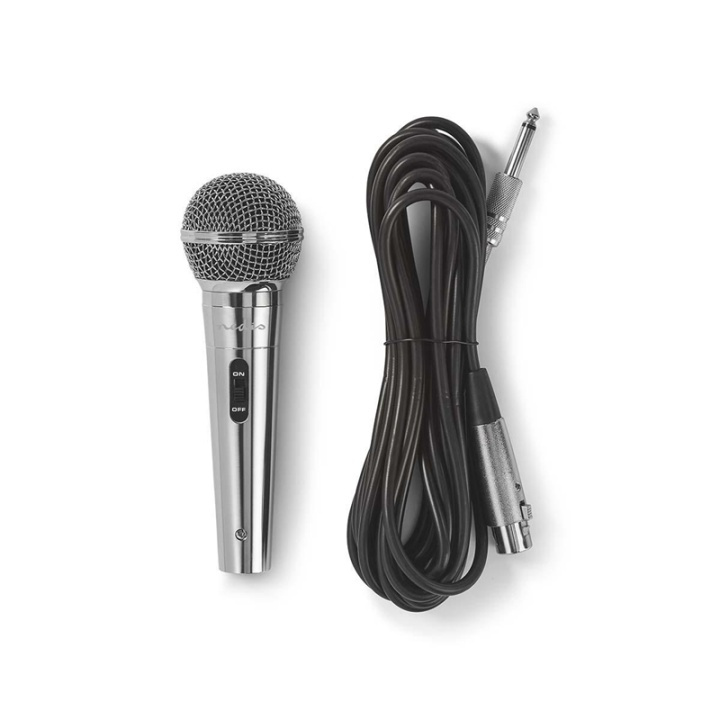 Nedis Wired Microphone | Cardioid | Detachable Cable | 5.00 m | 80 Hz - 13 kHz | 600 Ohm | -72 dB | On/Off switch | Metal | Silver in the group HOME ELECTRONICS / Audio & Picture / Handheld Microphones at TP E-commerce Nordic AB (38-72741)