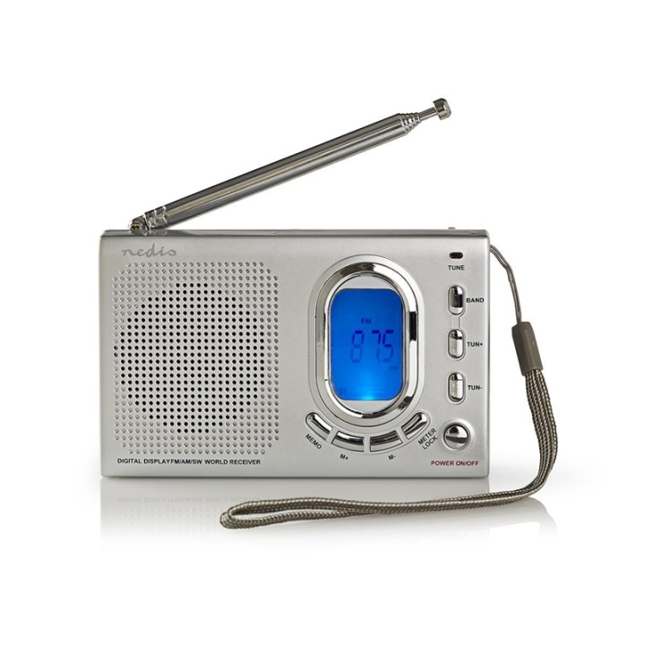 Nedis World Receiver Radio | Portable Design | AM / FM / SW | Battery Powered / Mains Powered | Digital | 1.5 W | Headphone output | Alarm clock | Sleep timer | Grey in the group HOME ELECTRONICS / Audio & Picture / Home cinema, Hifi & Portable / Radio & Alarm clocks / Radio at TP E-commerce Nordic AB (38-72785)