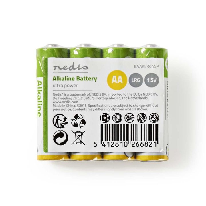 Nedis Alkaline Battery AA | 1.5 V DC | 4-shrink pack in the group HOME ELECTRONICS / Batteries & Chargers / Batteries / AA at TP E-commerce Nordic AB (38-72963)
