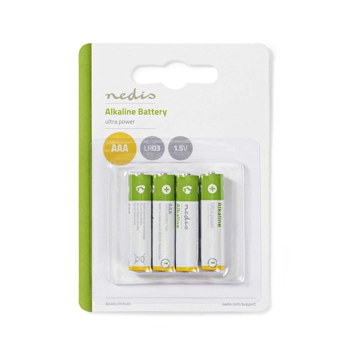 Nedis Alkaline Battery AAA | 1.5 V DC | 4-Pack in the group HOME ELECTRONICS / Batteries & Chargers / Batteries / AAA at TP E-commerce Nordic AB (38-72968)