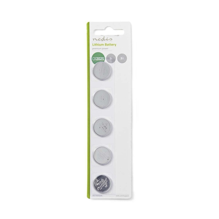 Nedis Lithium Button Cell Battery CR2025 | 3 V DC | 5-Blister | Silver in the group HOME ELECTRONICS / Batteries & Chargers / Batteries / Button cell at TP E-commerce Nordic AB (38-72979)