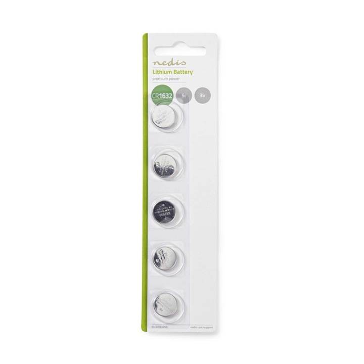 Nedis Lithium Button Cell Battery CR1632 | 3 V DC | Precharged | 5-Pack in the group HOME ELECTRONICS / Batteries & Chargers / Batteries / Button cell at TP E-commerce Nordic AB (38-72985)