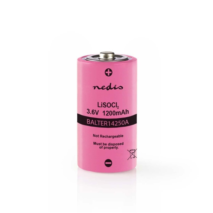 Nedis Lithium Thionyl Chloride Battery ER14250 | 3.6 V DC | Lithium Thionyl Chloride | 1200 mAh | 1-Blister | ER14250 | Solder Wire | Pink in the group HOME ELECTRONICS / Batteries & Chargers / Batteries / Other at TP E-commerce Nordic AB (38-72989)