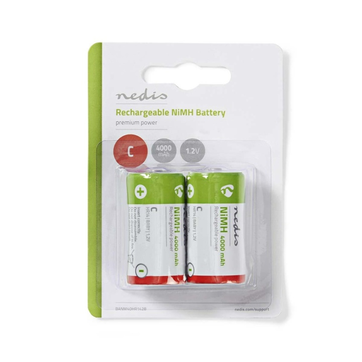 Nedis Rechargeable NiMH Battery C | 1.2 V DC | 4000 mAh | Precharged | 2-Pack | HR14 in the group HOME ELECTRONICS / Batteries & Chargers / Rechargable batteries / Other at TP E-commerce Nordic AB (38-72998)