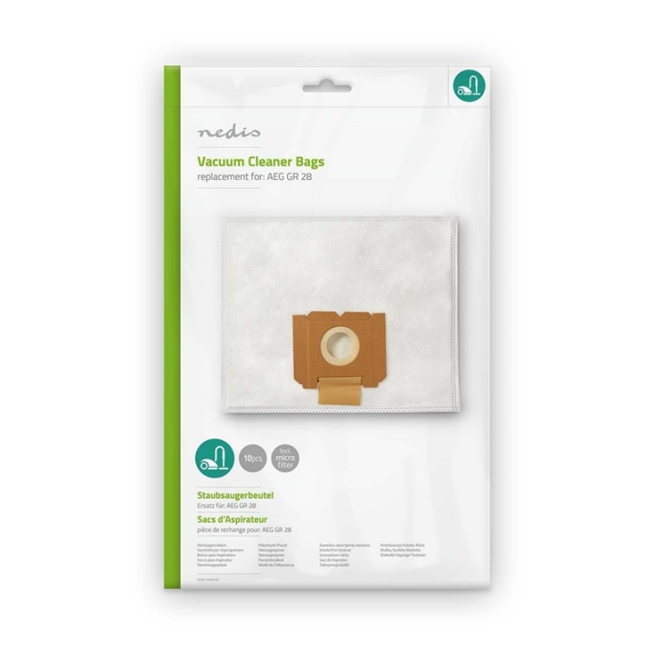 Nedis Vacuum Cleaner Bag | 10 pcs | Synthetic | Most sold for: AEG | White in the group HOME, HOUSEHOLD & GARDEN / Cleaning products / Vacuum cleaners & Accessories / Accessories / Vacuum bags at TP E-commerce Nordic AB (38-73240)