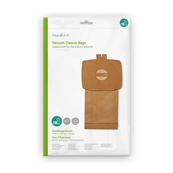 Nedis Vacuum Cleaner Bag | 10 pcs | Paper | Most sold for: Electrolux | Brown in the group HOME, HOUSEHOLD & GARDEN / Cleaning products / Vacuum cleaners & Accessories / Accessories / Vacuum bags at TP E-commerce Nordic AB (38-73245)