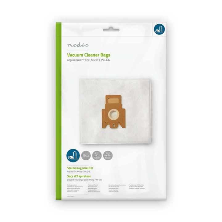 Nedis Vacuum Cleaner Bag | 10 pcs | Synthetic | Most sold for: Miele | White in the group HOME, HOUSEHOLD & GARDEN / Cleaning products / Vacuum cleaners & Accessories / Accessories / Vacuum bags at TP E-commerce Nordic AB (38-73250)