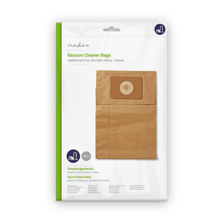 Nedis Vacuum Cleaner Bag | 10 pcs | Paper | Most sold for: Numatic | Brown in the group HOME, HOUSEHOLD & GARDEN / Cleaning products / Vacuum cleaners & Accessories / Accessories / Vacuum bags at TP E-commerce Nordic AB (38-73254)