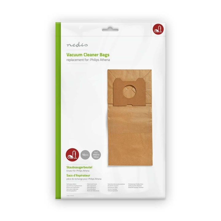 Nedis Vacuum Cleaner Bag | 10 pcs | Paper | Most sold for: Philips | Brown in the group HOME, HOUSEHOLD & GARDEN / Cleaning products / Vacuum cleaners & Accessories / Accessories / Vacuum bags at TP E-commerce Nordic AB (38-73257)