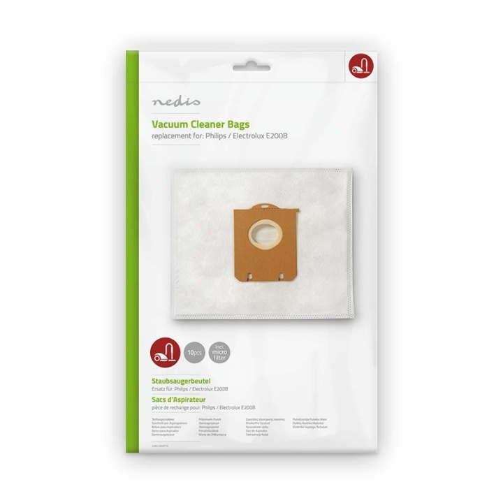 Nedis Vacuum Cleaner Bag | 10 pcs | Synthetic | Most sold for: Philips / Electrolux | White in the group HOME, HOUSEHOLD & GARDEN / Cleaning products / Vacuum cleaners & Accessories / Accessories / Vacuum bags at TP E-commerce Nordic AB (38-73258)