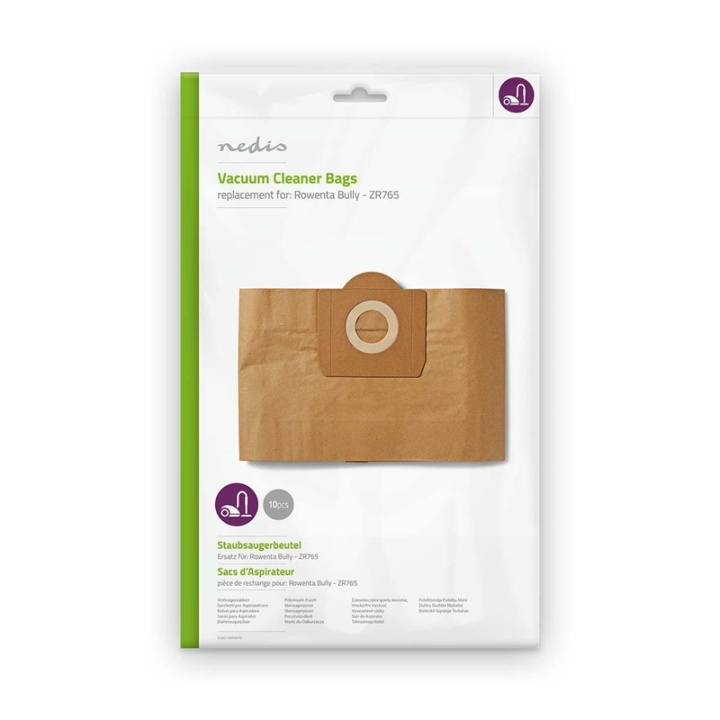 Nedis Vacuum Cleaner Bag | 10 pcs | Paper | Most sold for: Rowenta Bully - ZR765 | Brown in the group HOME, HOUSEHOLD & GARDEN / Cleaning products / Vacuum cleaners & Accessories / Accessories / Vacuum bags at TP E-commerce Nordic AB (38-73259)