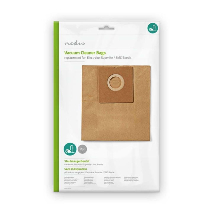 Nedis Vacuum Cleaner Bag | 10 pcs | Paper | Most sold for: Electrolux | Brown in the group HOME, HOUSEHOLD & GARDEN / Cleaning products / Vacuum cleaners & Accessories / Accessories / Vacuum bags at TP E-commerce Nordic AB (38-73263)