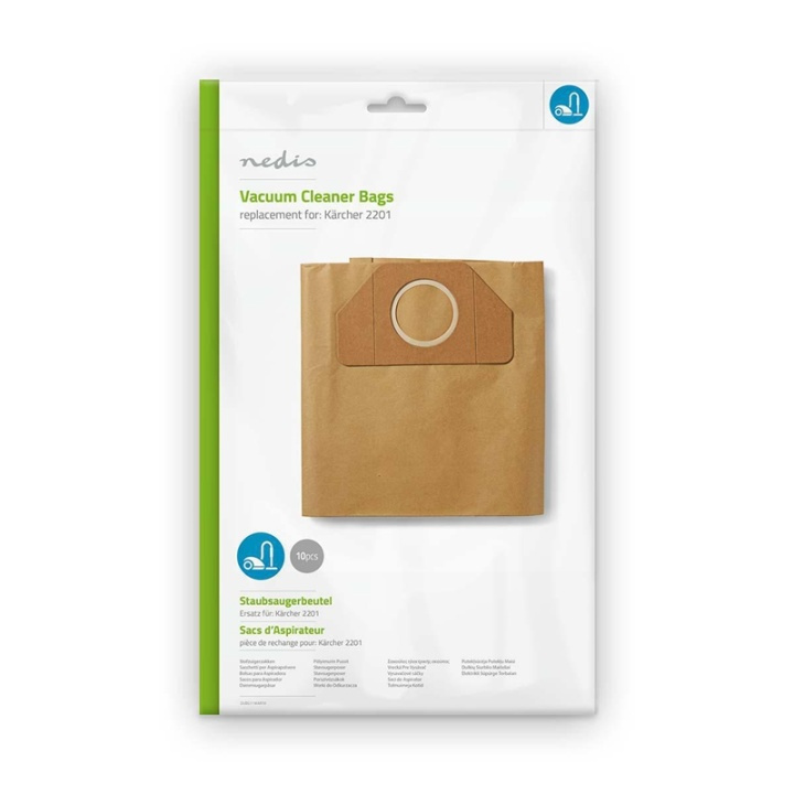 Nedis Vacuum Cleaner Bag | 10 pcs | Paper | Most sold for: Kärcher 2201 | Brown in the group HOME, HOUSEHOLD & GARDEN / Cleaning products / Vacuum cleaners & Accessories / Accessories / Vacuum bags at TP E-commerce Nordic AB (38-73266)