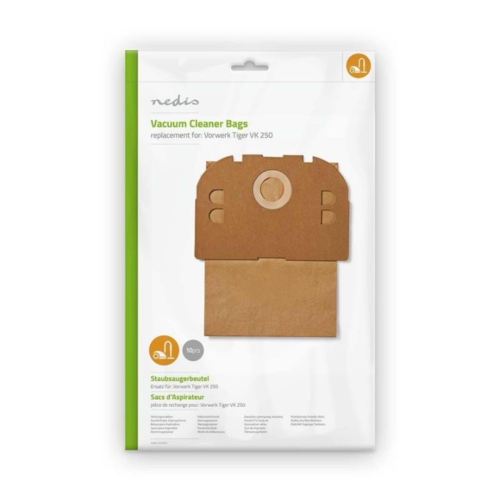 Nedis Vacuum Cleaner Bag | 10 pcs | Paper | Most sold for: Vorwerk Tiger VK 250 | Brown in the group HOME, HOUSEHOLD & GARDEN / Cleaning products / Vacuum cleaners & Accessories / Accessories / Vacuum bags at TP E-commerce Nordic AB (38-73269)